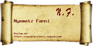 Nyemetz Fanni névjegykártya